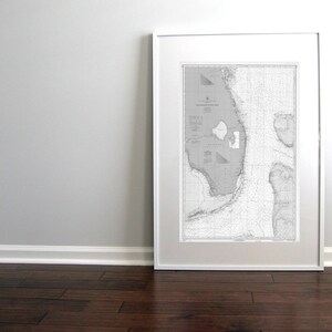 Carte marine de la Floride, gris clair, 1968, impression numérique à télécharger 20 x 30, impression d'art carte, art mural imprimable, Cape Kennedy, Key West