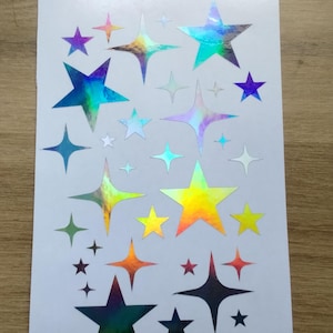 Sparkling Stars Decal Sticker Sheet - holographic Decal Sparkling Stars - Glitter Stars Decor - Bumper decal Mirror