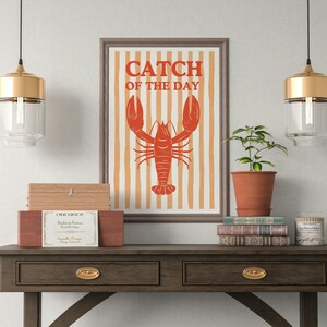 Lobster Print, Ocean Art Decor, Coastal Theme Wall Art, Sea Life Print, Nautical Home Decor - Digital Download