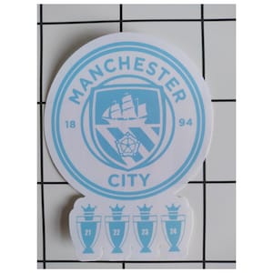 Inspired Manchester City Logo Trophy Printed Vinyl Sticker Helmet bumper Car Laptop