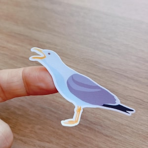 Seagull Sticker Beach Seagull Sticker Coastal Theme Sticker Cute Seagull Art Gift for Bird Watchers Vinyl Stickers Waterproof