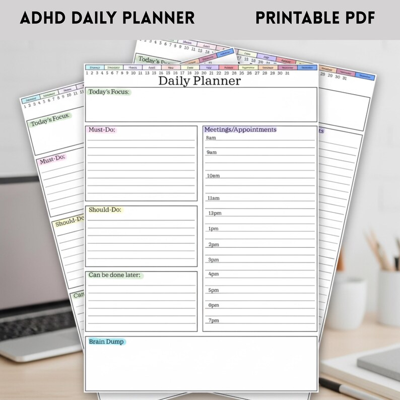 Printable ADHD Daily Planner | Digital Download - Etsy
