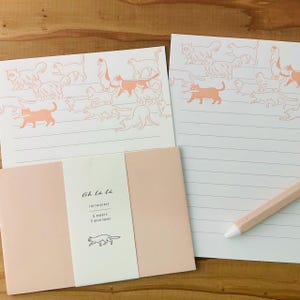 Impresión tipográfica Letter Set, Gatos, Ah la la, 6 papeles y 3 sobres, Hecho en Japón, Matoka