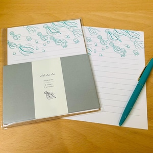 Conjunto de cartas para impressão tipográfica, Medusa, Ah la la, 6 papéis e 3 envelopes, Fabricado no Japão, Matoka