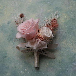 Pastel Pink Rose Boutonniere: Wedding Flower