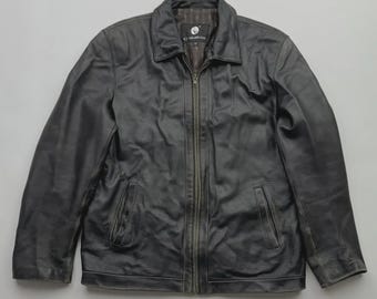 Vintage Real Leather Jacket Black for Men | Men's Y2K 2000s Style