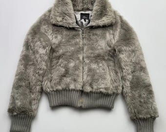 Vintage Cropped Faux Fur Jacket