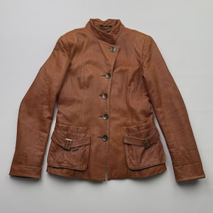 Vintage Leather Jacket With Straps