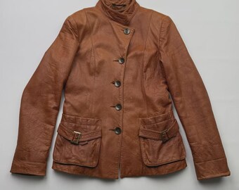 Vintage Leather Jacket With Straps