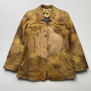 Vintage Faded Leather Jacket With Fur Details