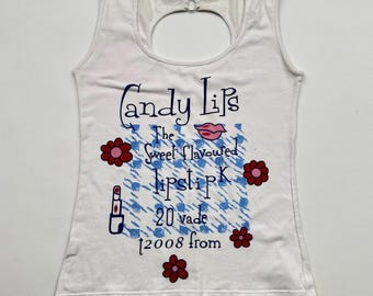 Vintage Graphic Tank Top White Cut Out Sleeveless Y2K Top Women's Streetwear
