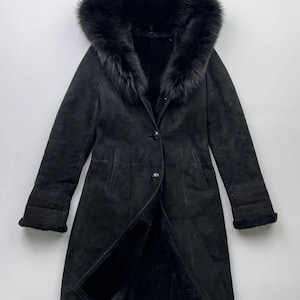Vintage Real Sheepskin Hooded Coat