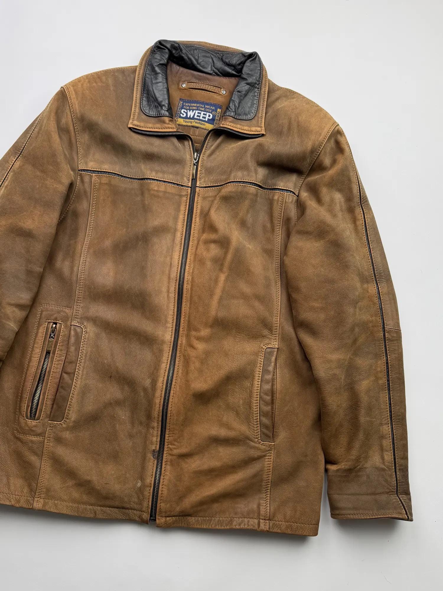 Vintage Faded Leather Jacket - Etsy