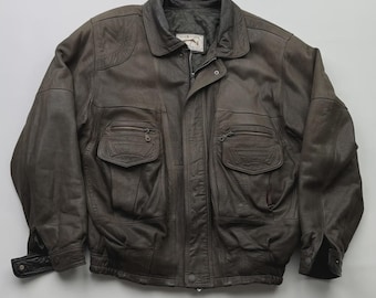 Vintage Leather Bomber Jacket