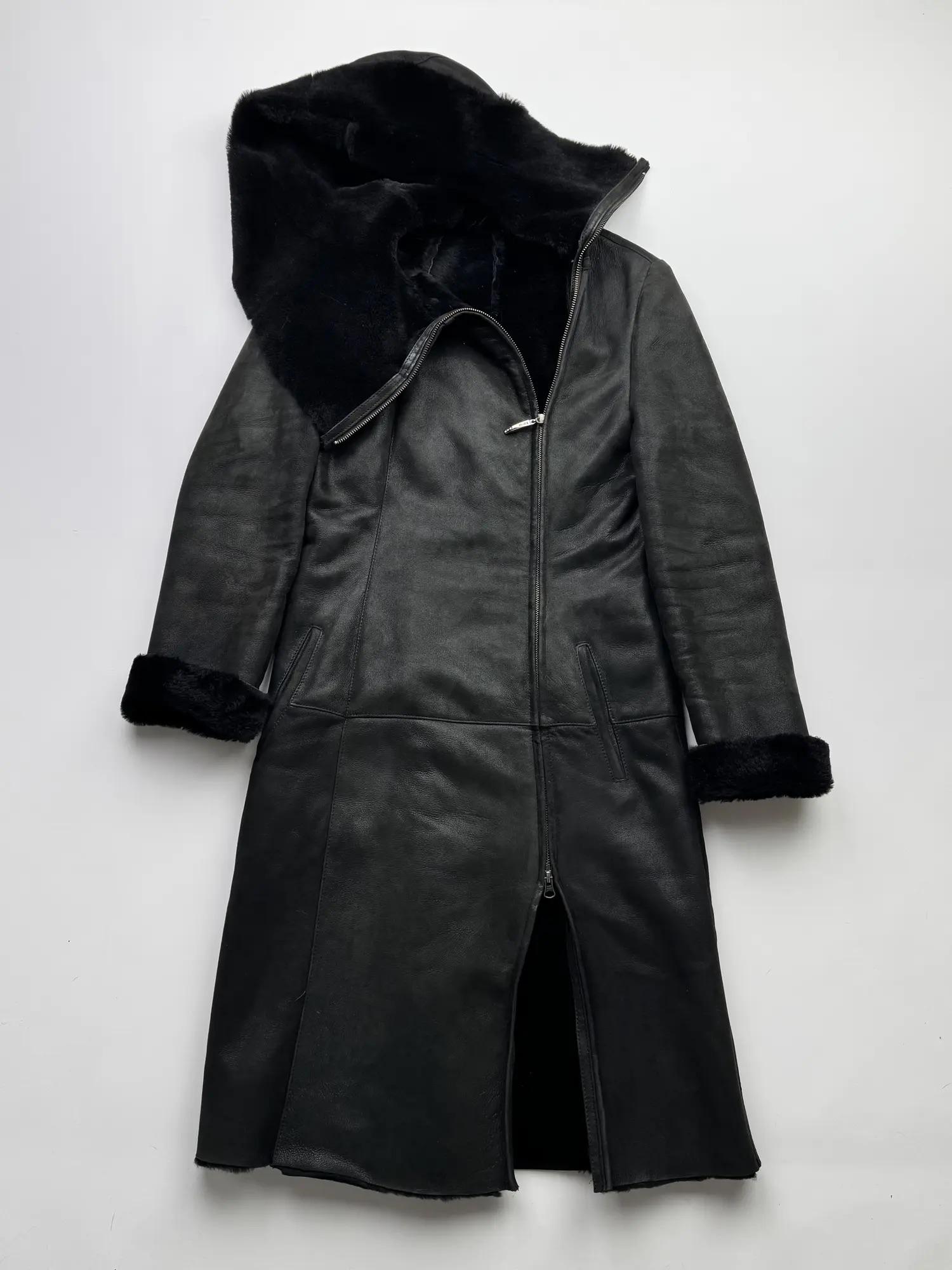 Vintage Hooded Real Sheepskin Coat