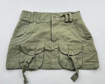 Vintage Cargo Mini Skirt Olive Green Utility Skirt 90s Y2K Style Streetwear