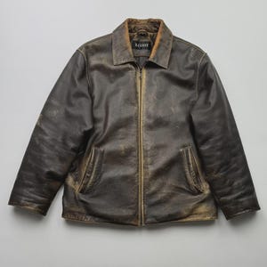 Vintage Faded Leather Bomber Jacket