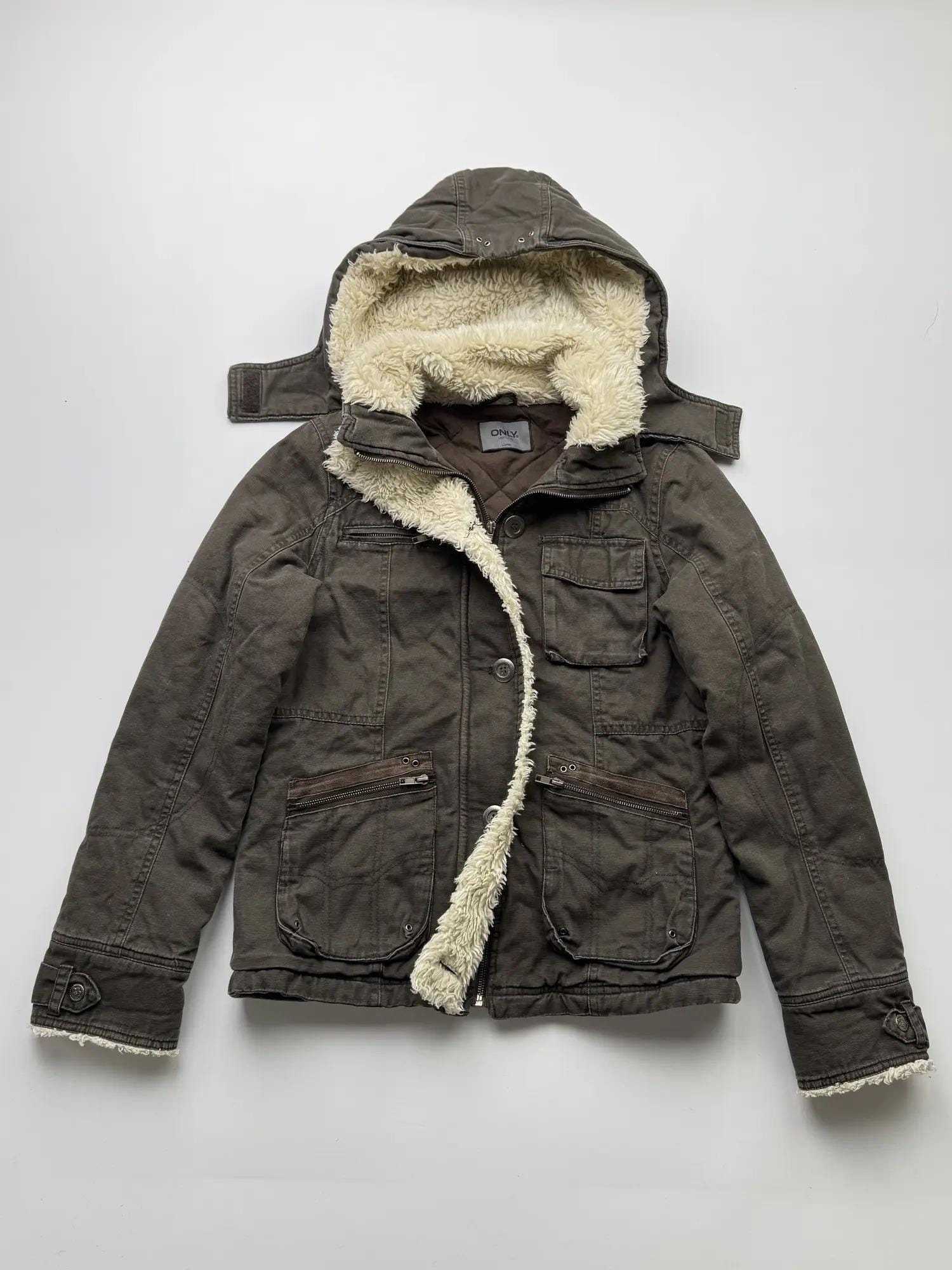 Y2k jacket with fur hoodie - Etsy 日本