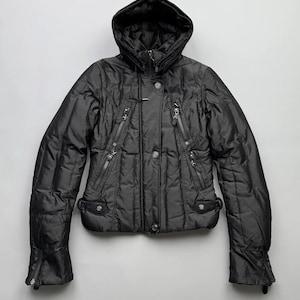 Vintage Down Puffer Cropped Jacket With Zipper