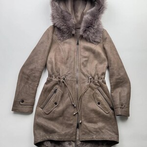 Vintage Kapuzen Echt Schaffell Parka