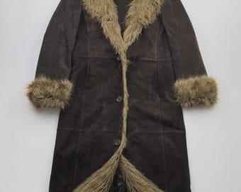 Vintage mockajacka med fuskpälsdetaljer