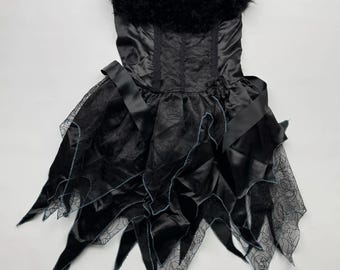 Vintage Gothic Mini Dress Black Corset Fairy Grunge Party Strapless Women’s Dress Y2K