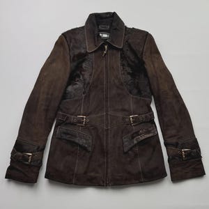 Vintage Leather Jacket With Straps