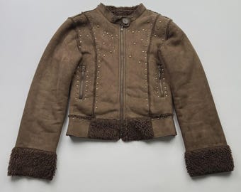 Vintage Faux Sheepskin Cropped Jacket