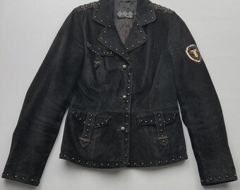 Vintage Suede Jacket With Metal Details