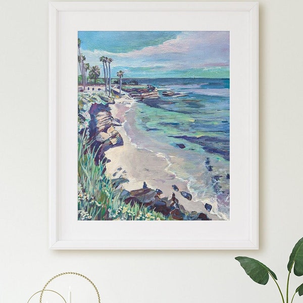 Painting of The Cove, La Jolla California, Wall art in multiple sizes, Comes framed or as a print, Great Gift
