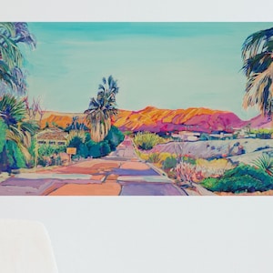 Palm Springs Desert wall art, Limited Edition print comes 4 options. Original Art titled Painted Canyon, Colorful desert wall decor.