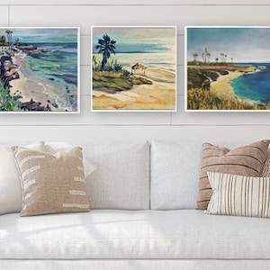 La Jolla beach wall art, Seven different paintings to choose from WindanSea beach to La Jolla Cove, San Diego, in bright and bold colors
