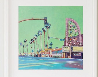 Digital Download, My only one ever, Wall art of Oceanside California, Painting of Star Theater,makes great gift, on sale