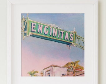 Painting of Encinitas Sign. California Coastal wall art. Encinitas California Wall Art, Museum quality prints. print, Christmas Gift