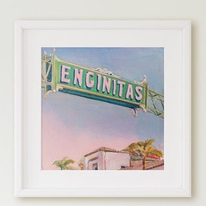 Painting of Encinitas Sign. California Coastal wall art. Encinitas California Wall Art, Museum quality prints. print, Christmas Gift