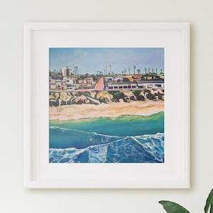 Pacific Beach wall art, Law Street wall print, San Diego coastal Beach art, Painting of San Diego coastline, Mission Beach wall decor