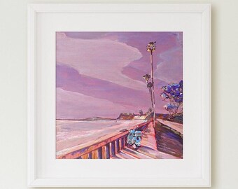 Butterfly Beach Boardwalk, Santa Barbara,  framed or canvas in variety of sizes. print, Christmas Gift