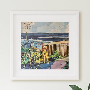 Wall art of Oceanside bikes at the beach, Cassidy Street, located at Lifeguard Tower 15 Available in print, or framed., Christmas Gift