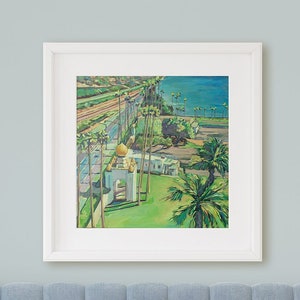 Encinitas wall art, Overview of Swami's Self Realization Fellowship Center, SRF Temple print, Painting of Temple, Framed print