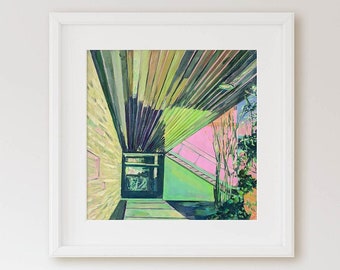 Mid Century Modern Art, Art inspired by the iconic Kaufmann House in Palm Springs,  Palm Spring Decor, Christmas Gift