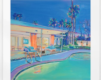 Palm Springs Pool Print, Retro Summer Wall Art, Mid-Century California Decor, Palm Springs, California
