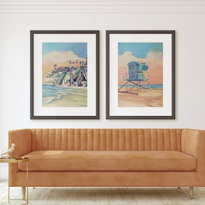 Encinitas Wall Art, View of Swamis, Carlsbad Lifeguard tower, Order one or both! Swamis Surf Park in North County, San Diego, wall decor