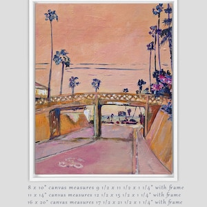 Painting of Oceanside, Cassidy Street Bridge, Sunset at the beach, Great memories of California Coast. San Diego beach artwork.  Print
