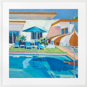 Palm Springs Pool Art Print – Mid-Century Modern Wall Art, California Icon, Archival Paper or Canvas