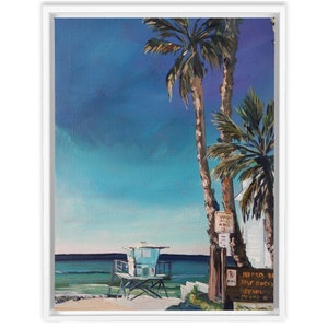 San Diego Beach art, Oceanside California, Lifeguard Tower 9,  Painting of ocean, Beach wall art, South Oceanside poster, Christmas Gift