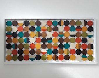 Geometric Circles Wall Art, Modern Wood Wall Art, Abstract Art Half Circles, 24x48