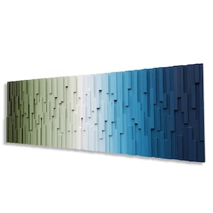 Large Wall Art, Wood Wall Art, Wood Wall Sculpture, Abstract Wall Art, Green and Blue Art, Ombre Art, Hotel Art, Abstract Painting on Wood