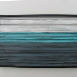Blue Landscape, Abstract Art on Wood, Rustic Home Decor, Blue Home Decor, Wood Wall Hanging, Upcycled Wood Wall Art, Ocean Art bild 1
