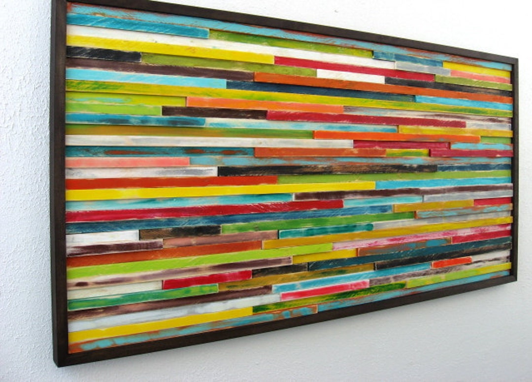 Reclaimed Wood Art, Distressed Wood Art, Colorful Wall Art, Abstract
