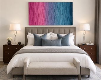 Pink Purple Blue Art, Wood Sculpture, 3D Textured Geometric Ombre Gradient Wall Hanging